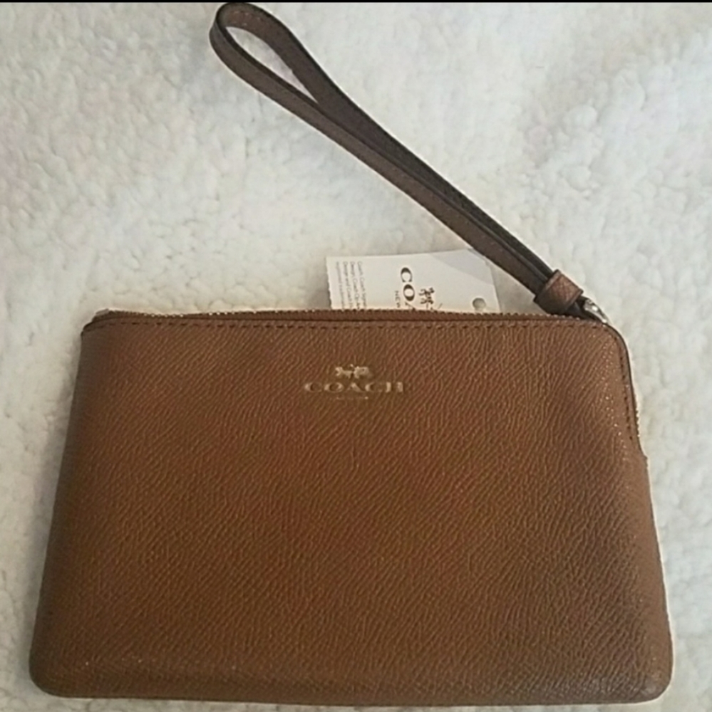 Coach Brown Zip Wristlet